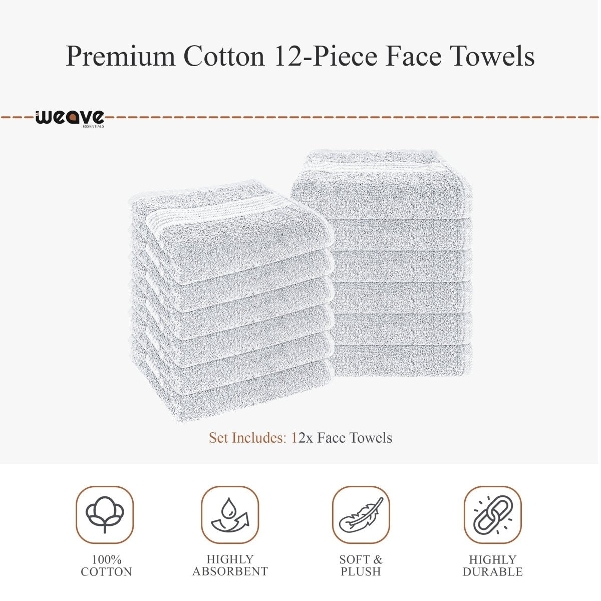 OLIVIA ROCCO Rhodes Towel White 100% Cotton Hotel Quality Soft Super Absorbent Hand Bath - Joe’s Haven
