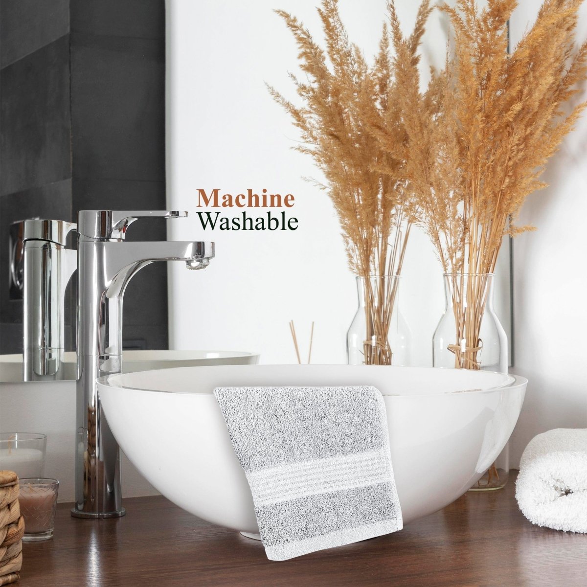 OLIVIA ROCCO Rhodes Towel White 100% Cotton Hotel Quality Soft Super Absorbent Hand Bath - Joe’s Haven