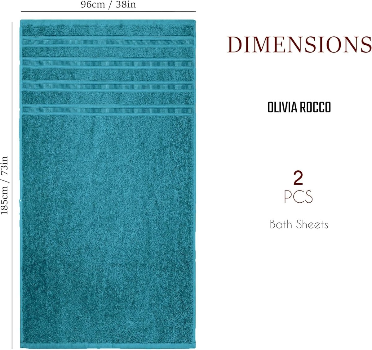 OLIVIA ROCCO Ritz Viscose Stripe Towels Super Soft Cotton Highly Absorbent Jumbo Bath - Joe’s Haven