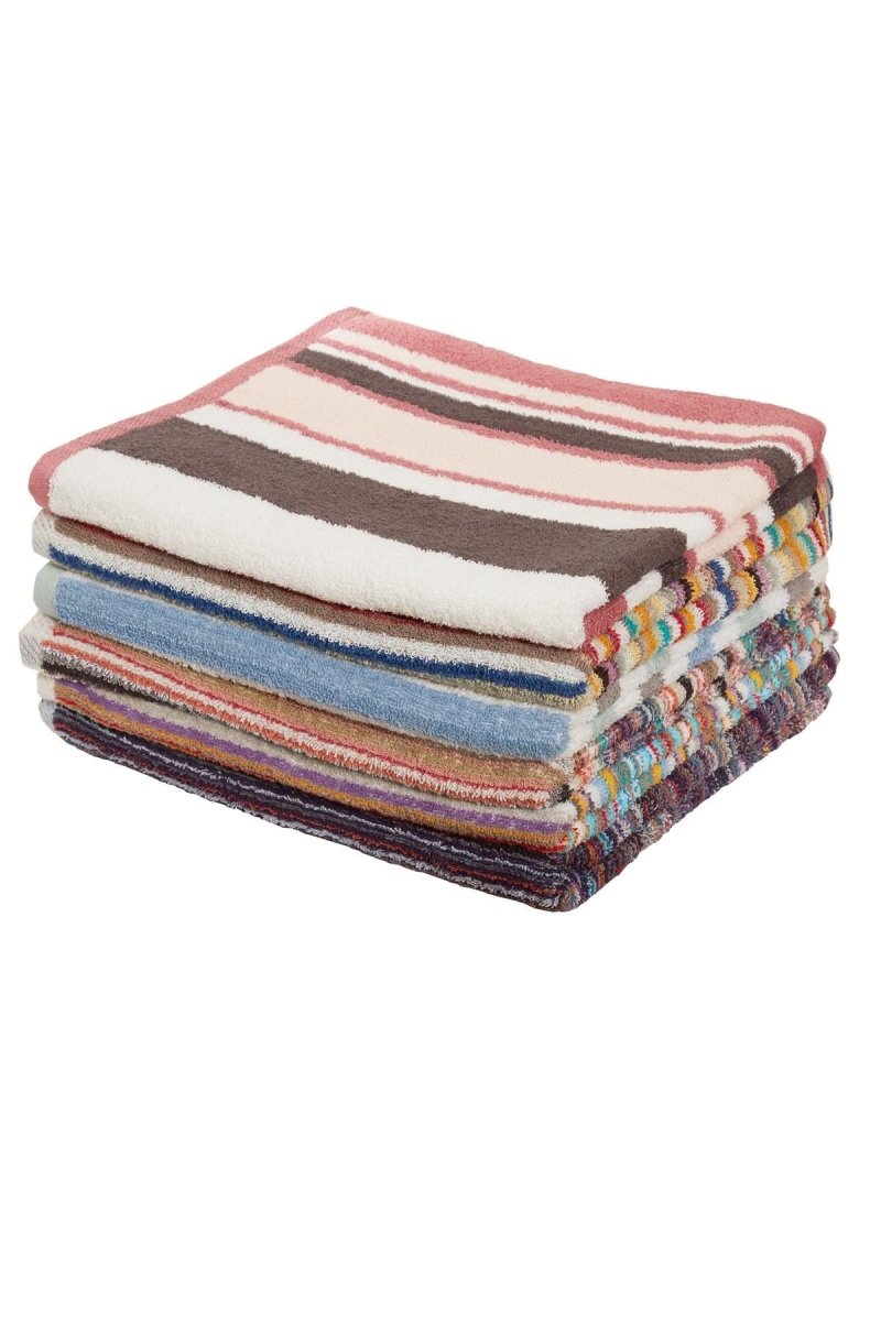 OLIVIA ROCCO Towels Set Of 6 100% Recycled Cotton Quick Dry Absorbent Striped Assorted - Joe’s Haven