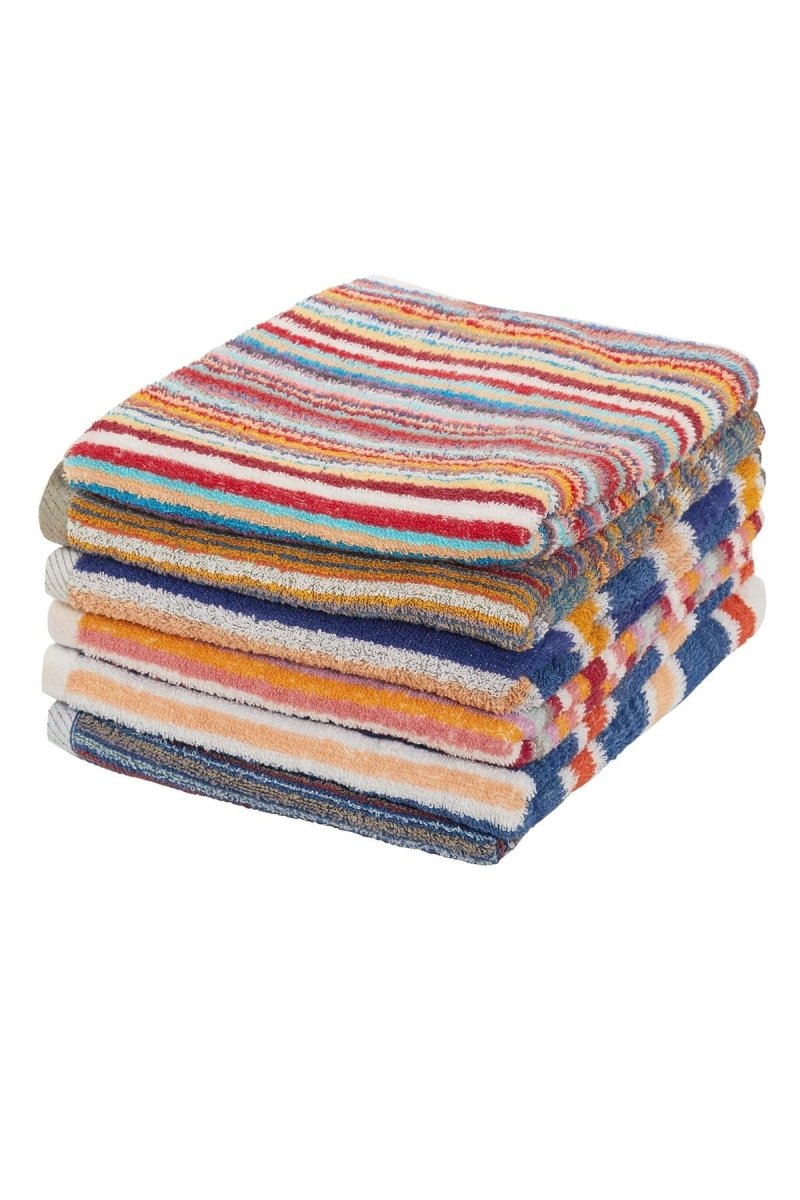 OLIVIA ROCCO Towels Set Of 6 100% Recycled Cotton Quick Dry Absorbent Striped Assorted - Joe’s Haven
