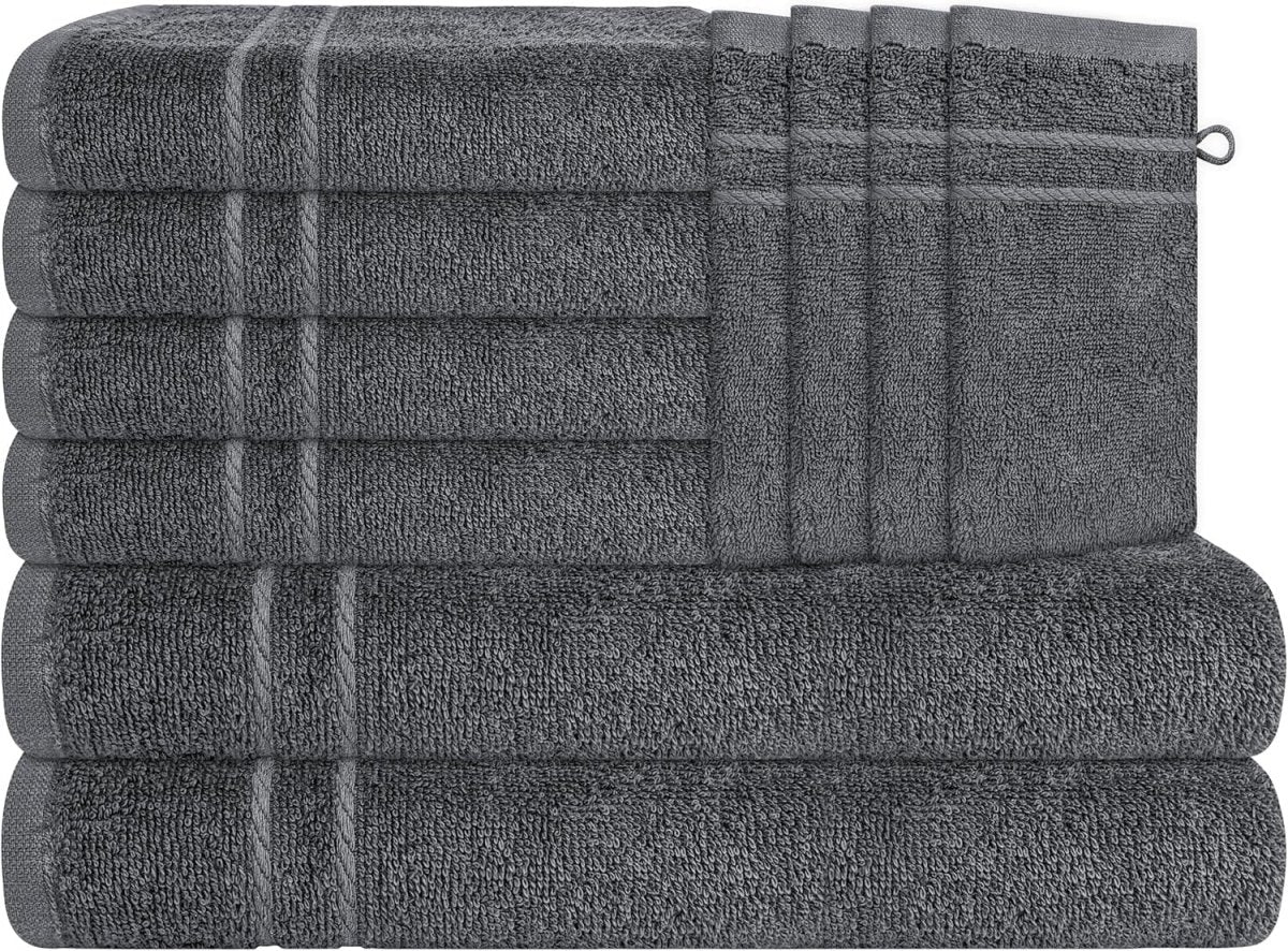 OLIVIA ROCCO Maris 10 Piece Charcoal Towel Bale Set With 2 Bath Towels 4 Hand Towels - Joe’s Haven