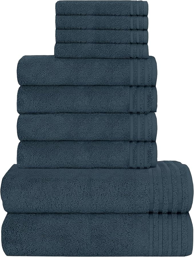 OLIVIA ROCCO Monaco 10 Piece Luxury Egyptian Cotton Towel Set 500 GSM With 4 Face Towels - Joe’s Haven