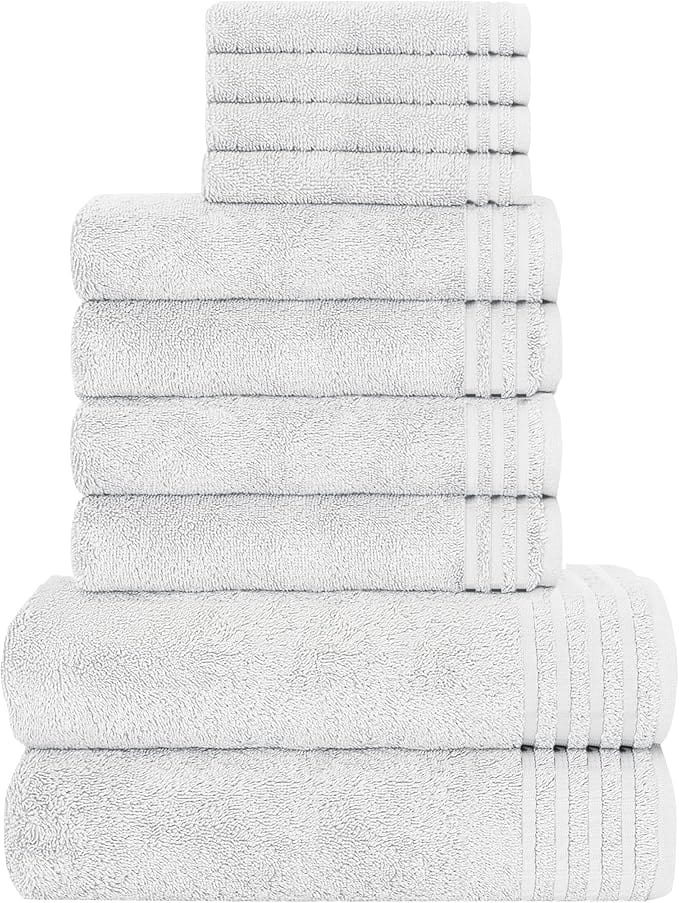 OLIVIA ROCCO Monaco 10 Piece Luxury Egyptian Cotton Towel Set 500 GSM With 4 Face Towels - Joe’s Haven
