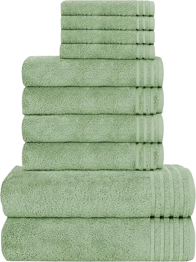 OLIVIA ROCCO Monaco 10 Piece Luxury Egyptian Cotton Towel Set 500 GSM With 4 Face Towels - Joe’s Haven