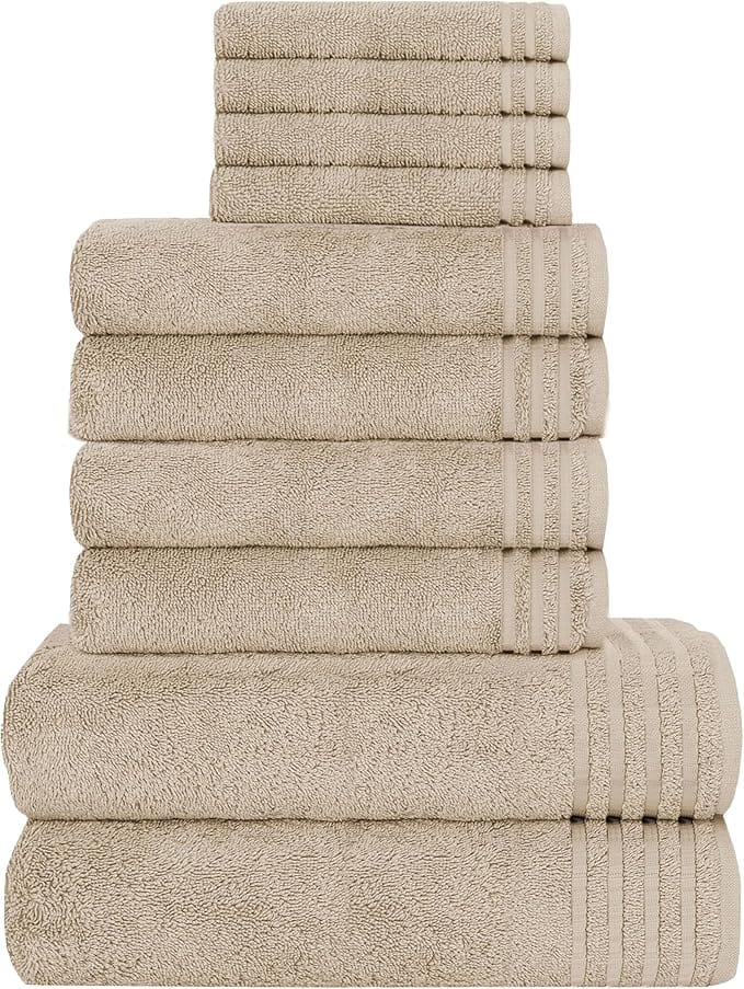 OLIVIA ROCCO Monaco 10 Piece Luxury Egyptian Cotton Towel Set 500 GSM With 4 Face Towels - Joe’s Haven