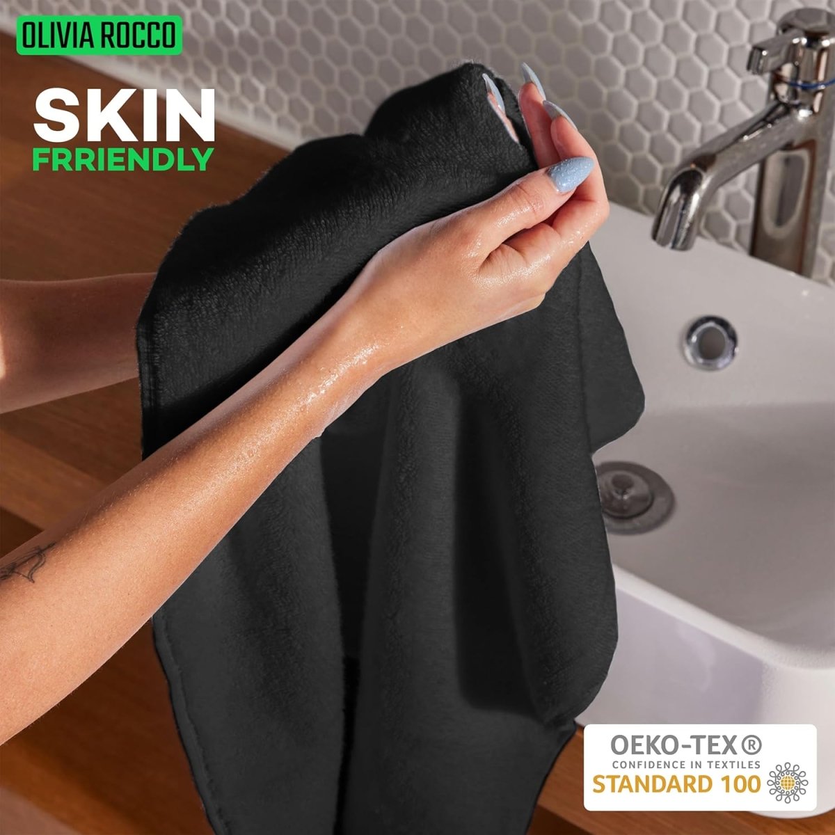 OLIVIA ROCCO Monaco 10 Piece Luxury Egyptian Cotton Towel Set 500 GSM With 4 Face Towels - Joe’s Haven