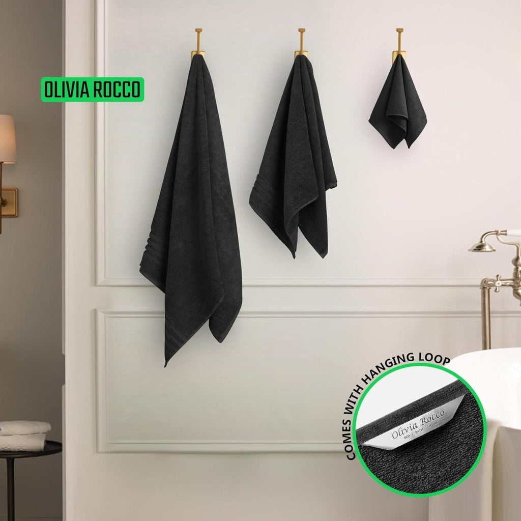 OLIVIA ROCCO Monaco 10 Piece Luxury Egyptian Cotton Towel Set 500 GSM With 4 Face Towels - Joe’s Haven
