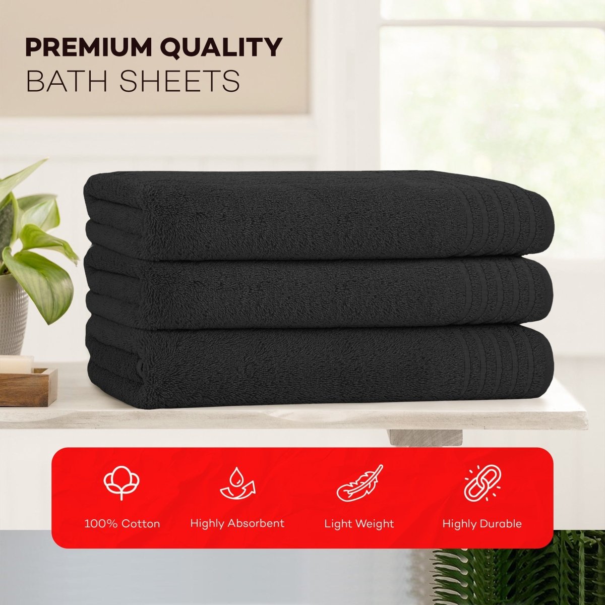 OLIVIA ROCCO Monaco 3 Pack Extra Large Bath Sheets 500GSM 100% Cotton Highly Absorbent - Joe’s Haven