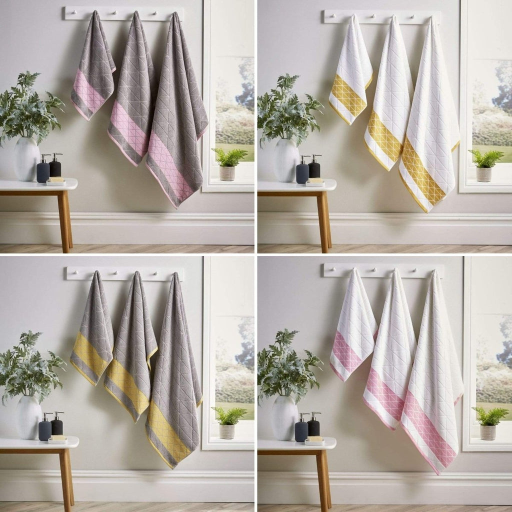 OLIVIA ROCCO Inca Diamond Jacquard 600GSM Cotton Towels Bath Sheets And Bath Towels Set - Joe’s Haven