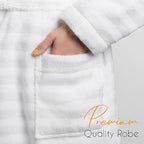 OLIVIA ROCCO Hydro Ribbed Ultra Soft 100% Cotton Hooded Bath Robe With Pockets And Belt