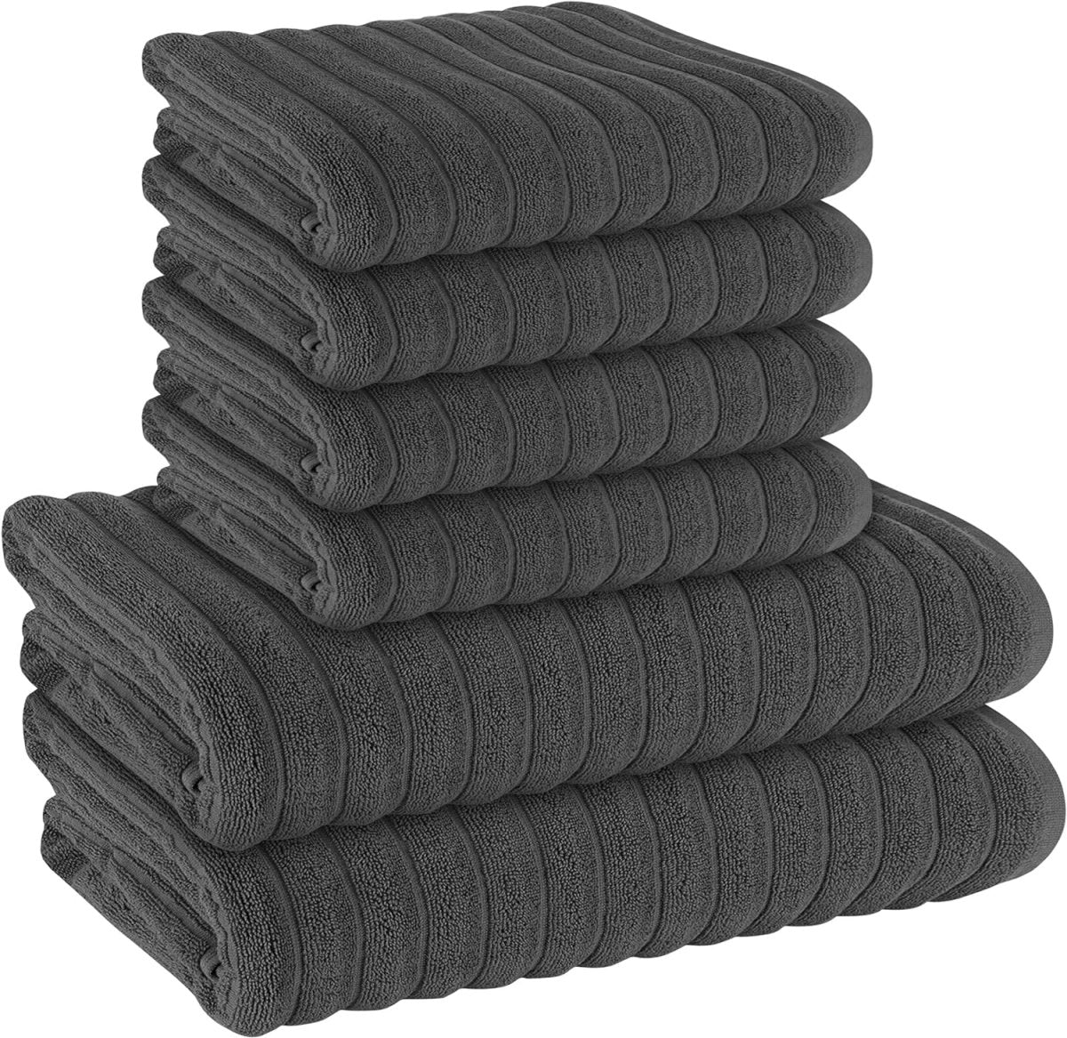 OLIVIA ROCCO Hydro Cotton Ribbed Towels Jumbo Bath Sheets 2 Pack Charcoal Highly - Joe’s Haven