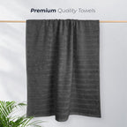 OLIVIA ROCCO Hydro Cotton Ribbed Towels Jumbo Bath Sheets 2 Pack Charcoal Highly - Joe’s Haven
