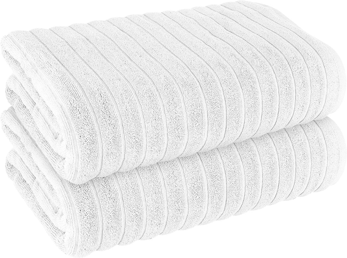 OLIVIA ROCCO Hydro Cotton Ribbed Towels Jumbo Bath Sheets 2 Pack Charcoal Highly - Joe’s Haven