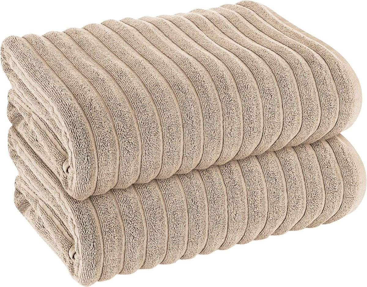 OLIVIA ROCCO Hydro Cotton Ribbed Towels Jumbo Bath Sheets 2 Pack Charcoal Highly - Joe’s Haven