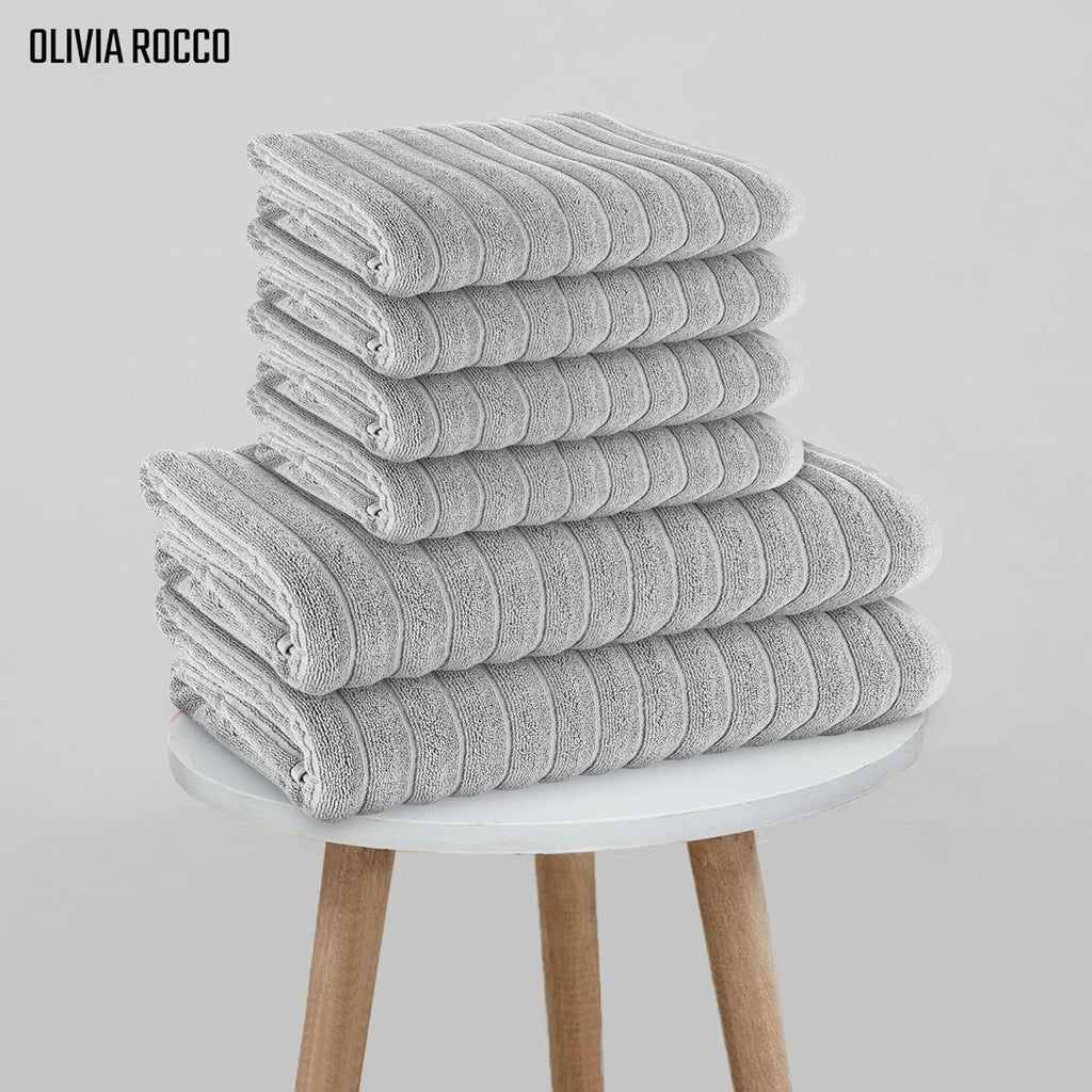 OLIVIA ROCCO Hydro Cotton Ribbed Towels Jumbo Bath Sheets 2 Pack Charcoal Highly - Joe’s Haven