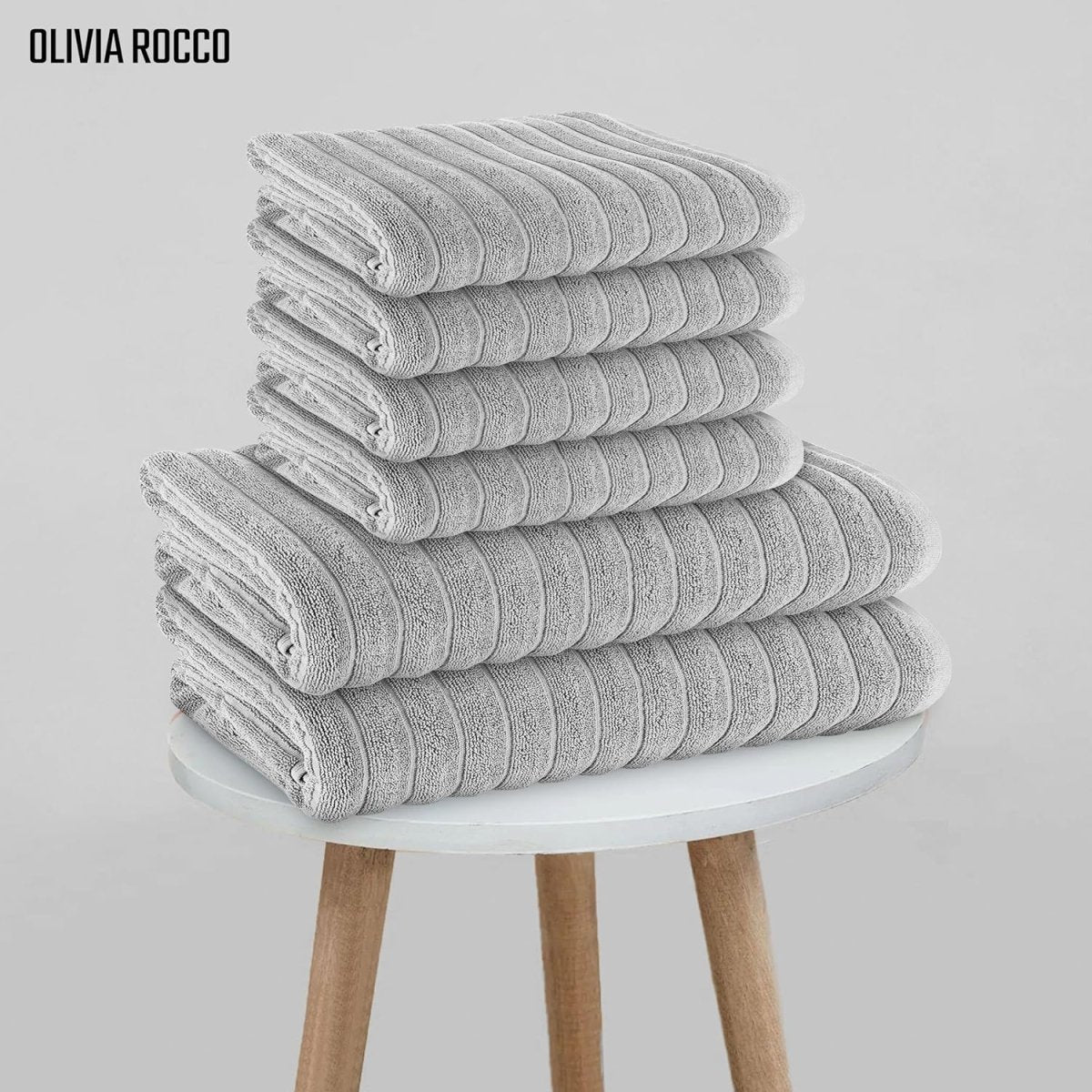 OLIVIA ROCCO Hydro Cotton Ribbed Towels Jumbo Bath Sheets 2 Pack Charcoal Highly - Joe’s Haven