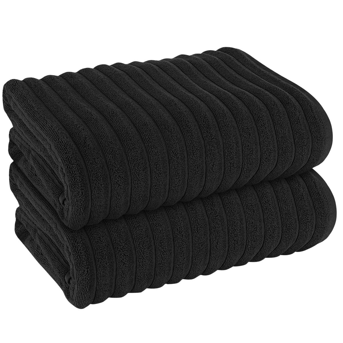 OLIVIA ROCCO Hydro Cotton Ribbed Towels Jumbo Bath Sheets 2 Pack Charcoal Highly - Joe’s Haven