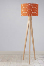 Orange Lampshade with a White Hexagon Design, Ceiling or Table Lamp Shade - Joe’s Haven