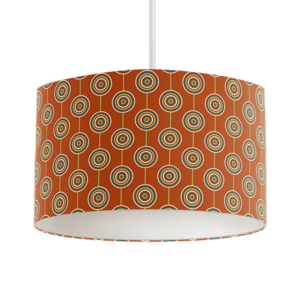 Orange Drum Lampshade, Retro Circles Design Shade for Table, Floor or Ceiling Pendant Light - Joe’s Haven