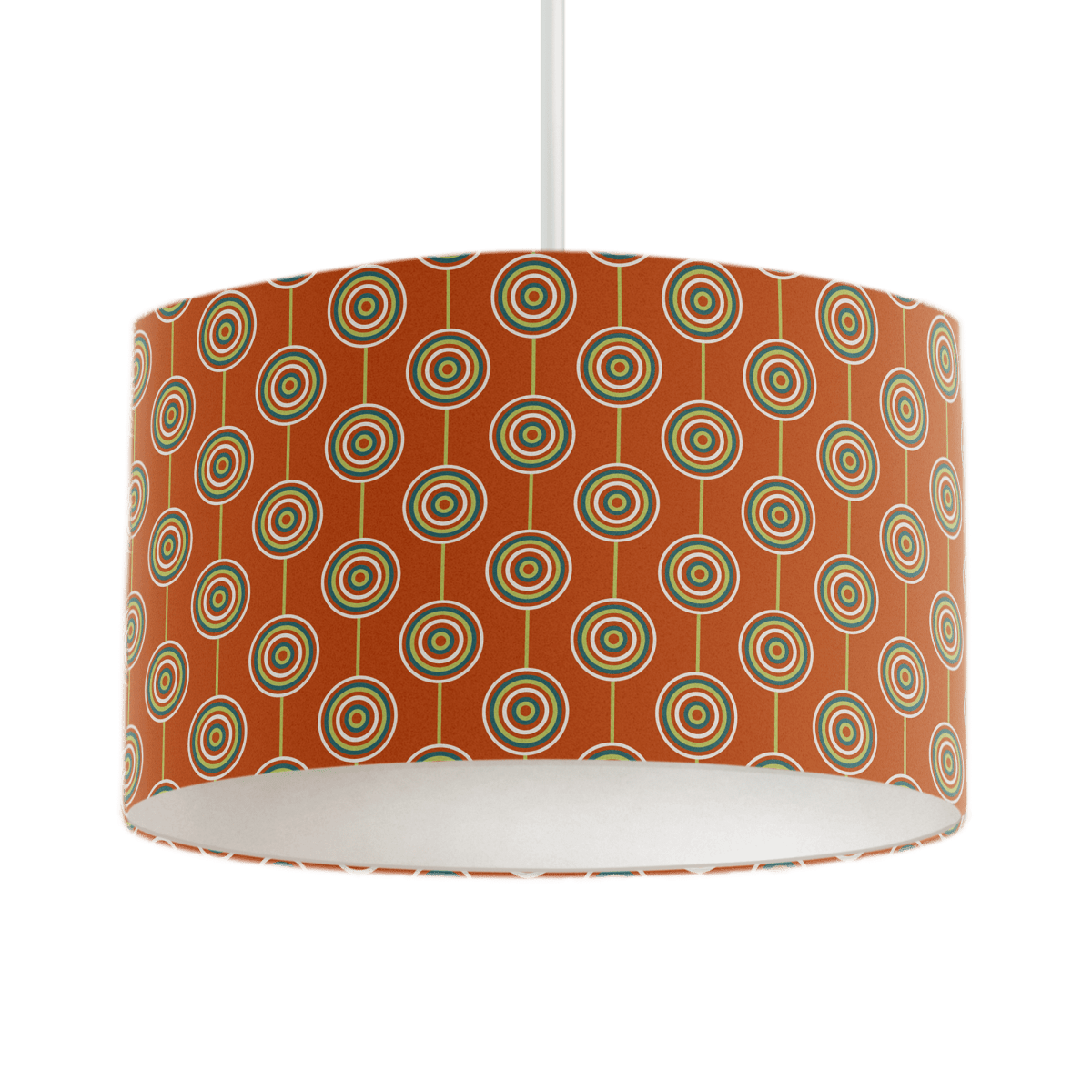 Orange Drum Lampshade, Retro Circles Design Shade for Table, Floor or Ceiling Pendant Light - Joe’s Haven