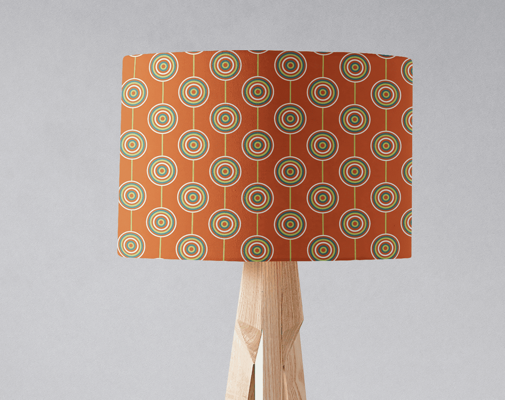 Orange Drum Lampshade, Retro Circles Design Shade for Table, Floor or Ceiling Pendant Light - Joe’s Haven