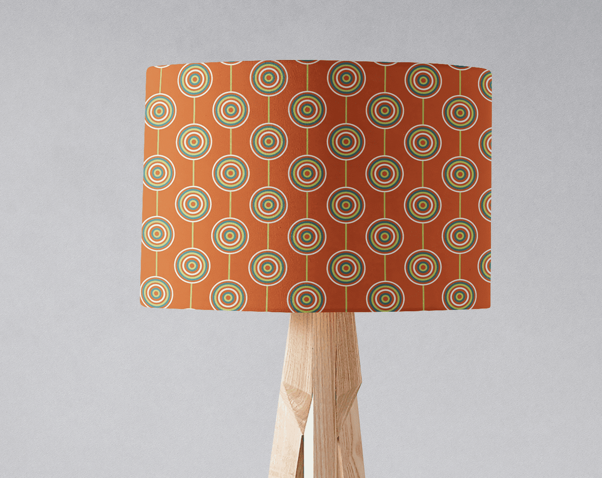Orange Drum Lampshade, Retro Circles Design Shade for Table, Floor or Ceiling Pendant Light - Joe’s Haven