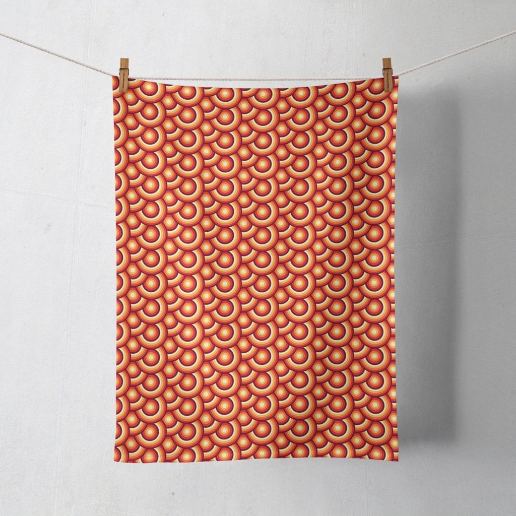 Orange Tea Towels with a 70's Retro Design, Dish Towels, Kitchen Towels - Joe’s Haven
