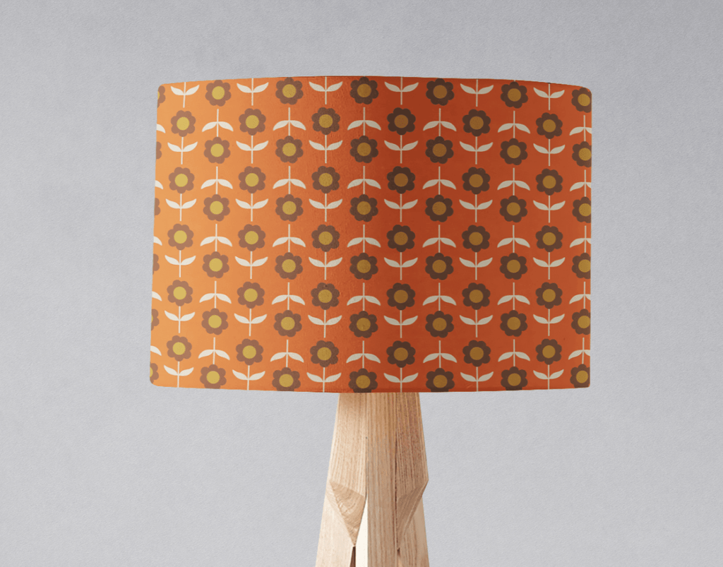 Orange Retro Floral Lampshade, Ceiling or Table Lamp Shade - Joe’s Haven