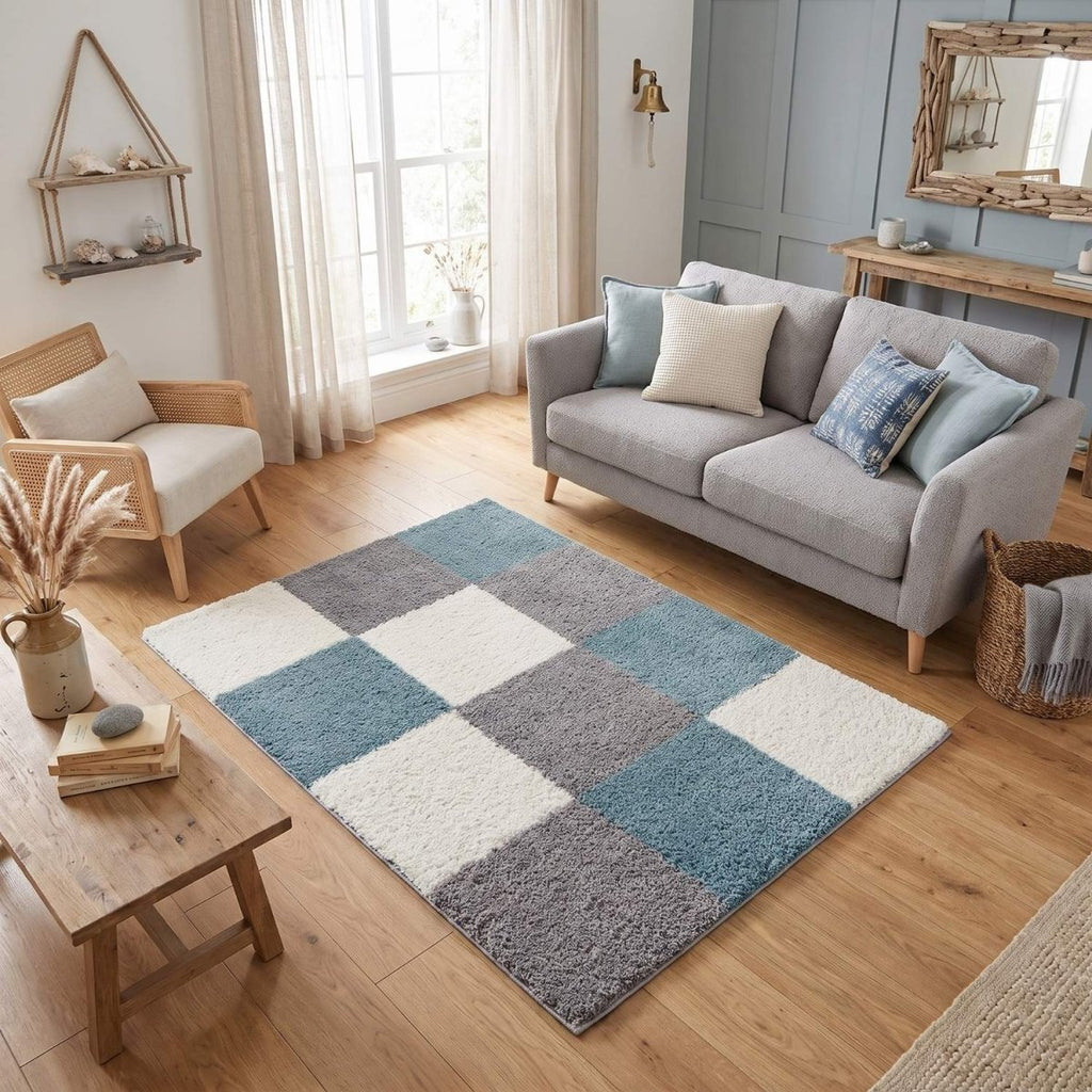 Myshaggy Geometric Duck Egg Blue Rug - Joe’s Haven