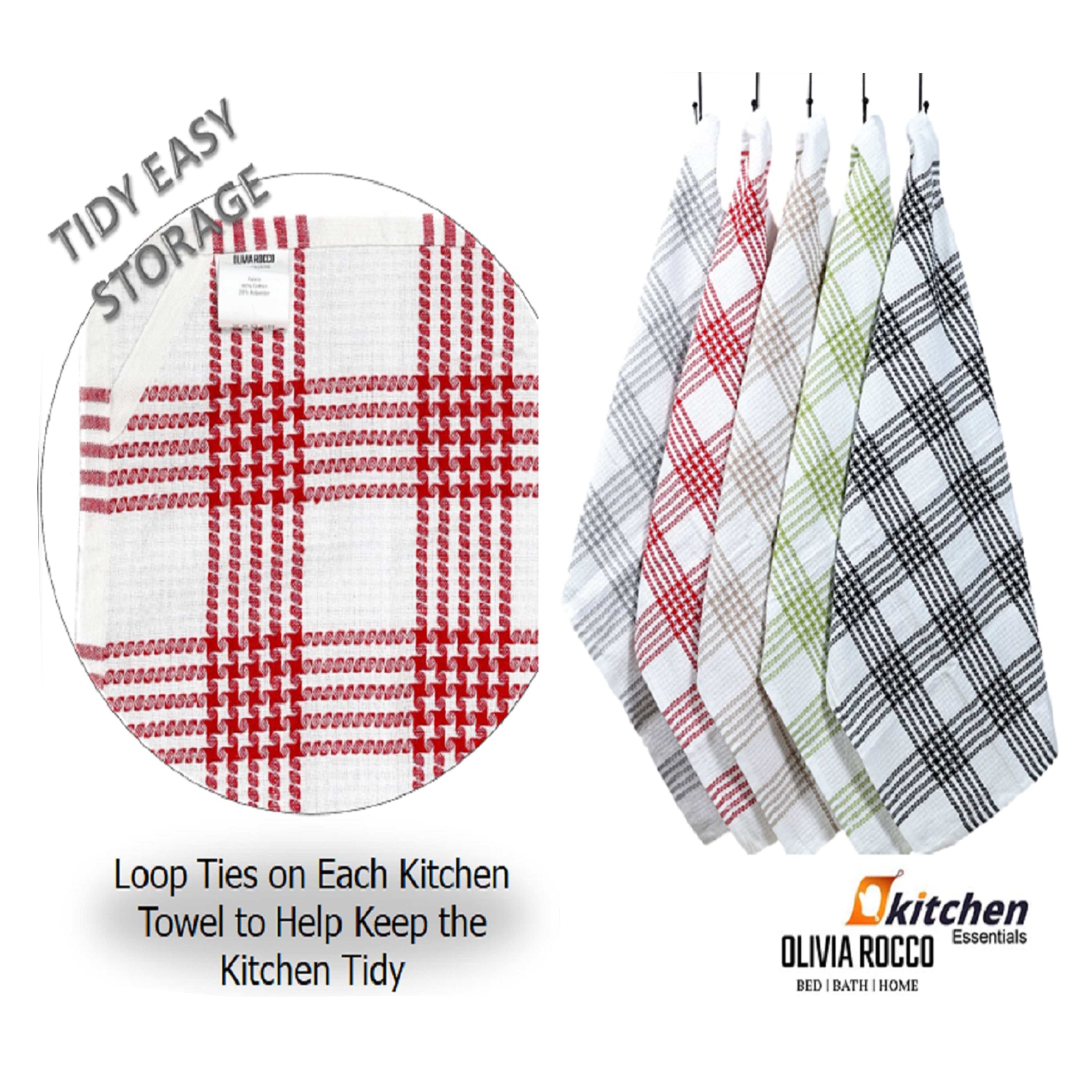 Pack of 5 Super Absorbent Quick Drying Houndstooth Cotton Tea Towels