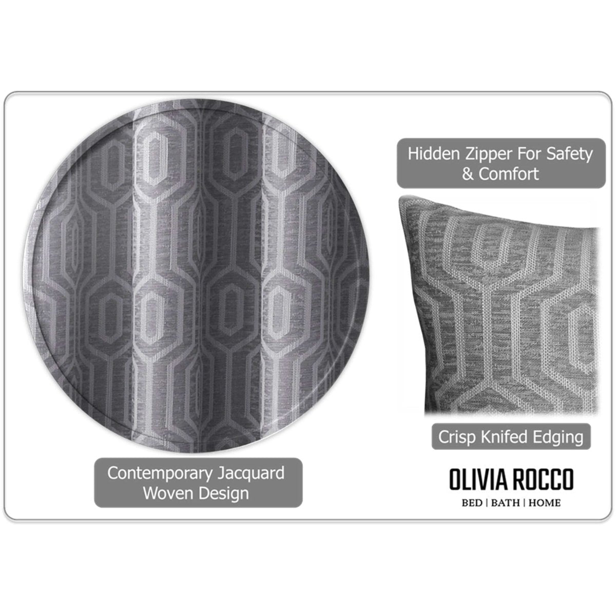 Paris Cushion Covers 2 Pack Modern Grey Decorative Square Scatter Cushions - Joe’s Haven