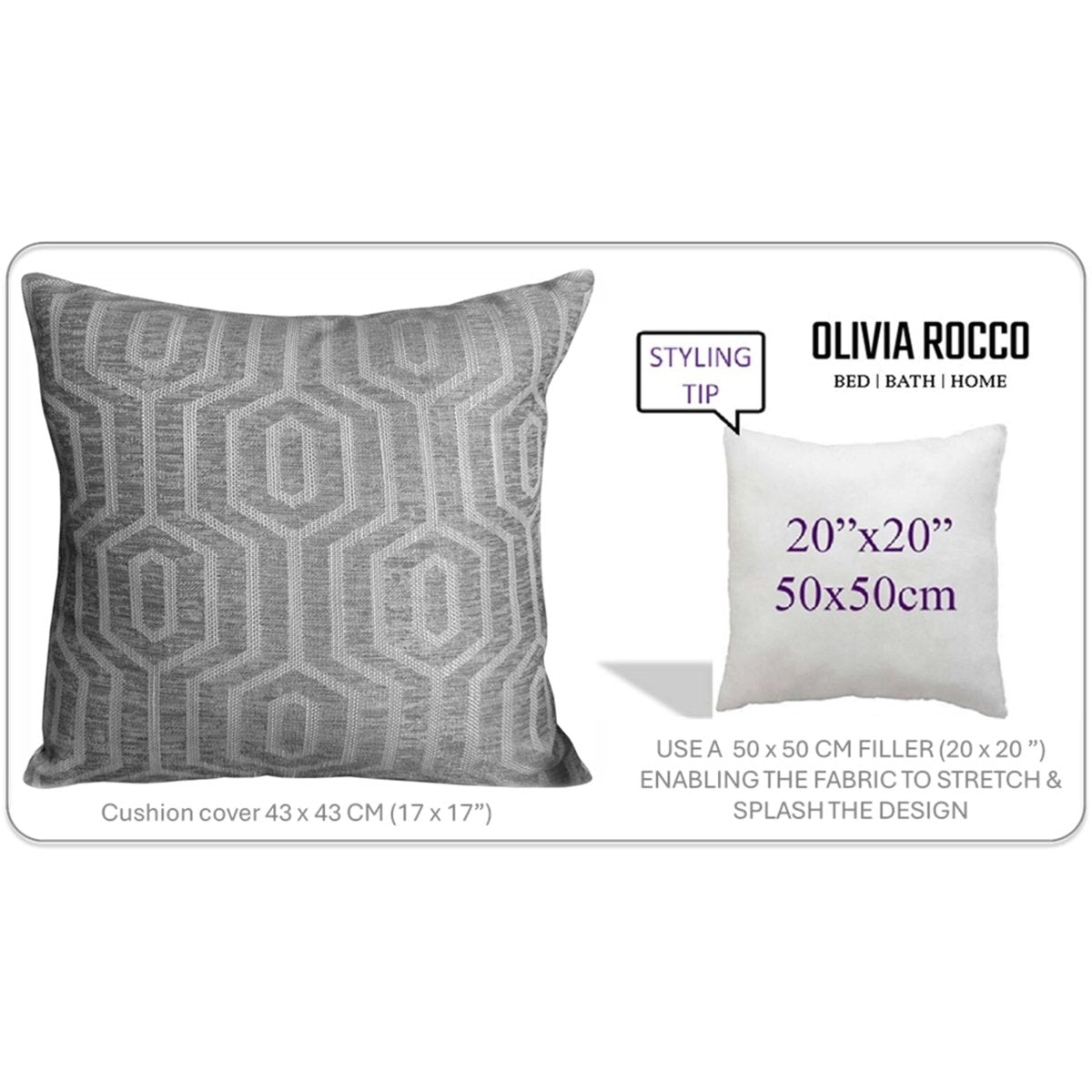 Paris Cushion Covers 2 Pack Modern Grey Decorative Square Scatter Cushions - Joe’s Haven