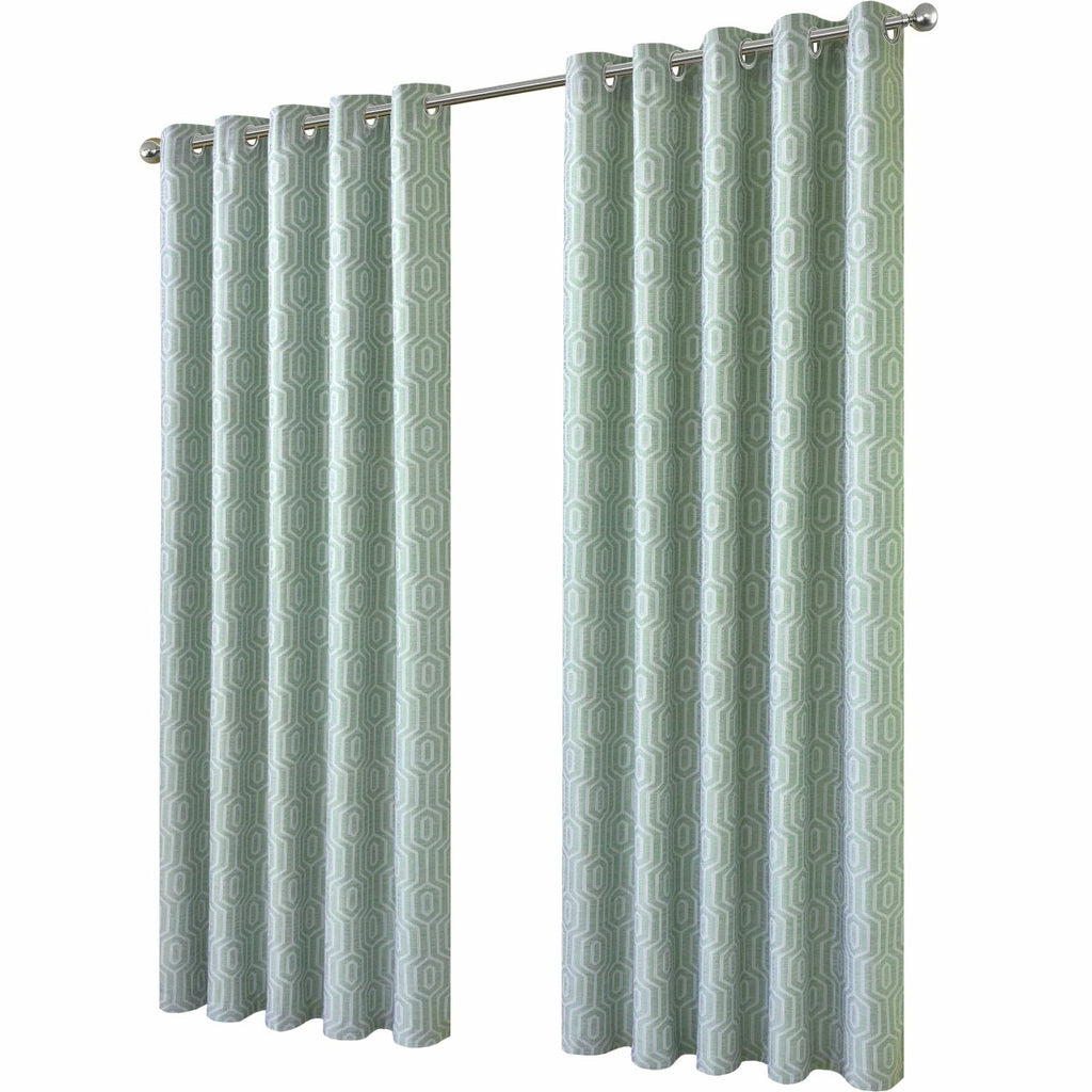 Paris Eyelet Jacquard Blackout Curtains Sage Green Geometric - Joe’s Haven