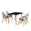 5PCs Dining Set - a Halo Dining Table & Set of 4 Black/White Tulip Patchwork Accent Chairs - Joe’s Haven