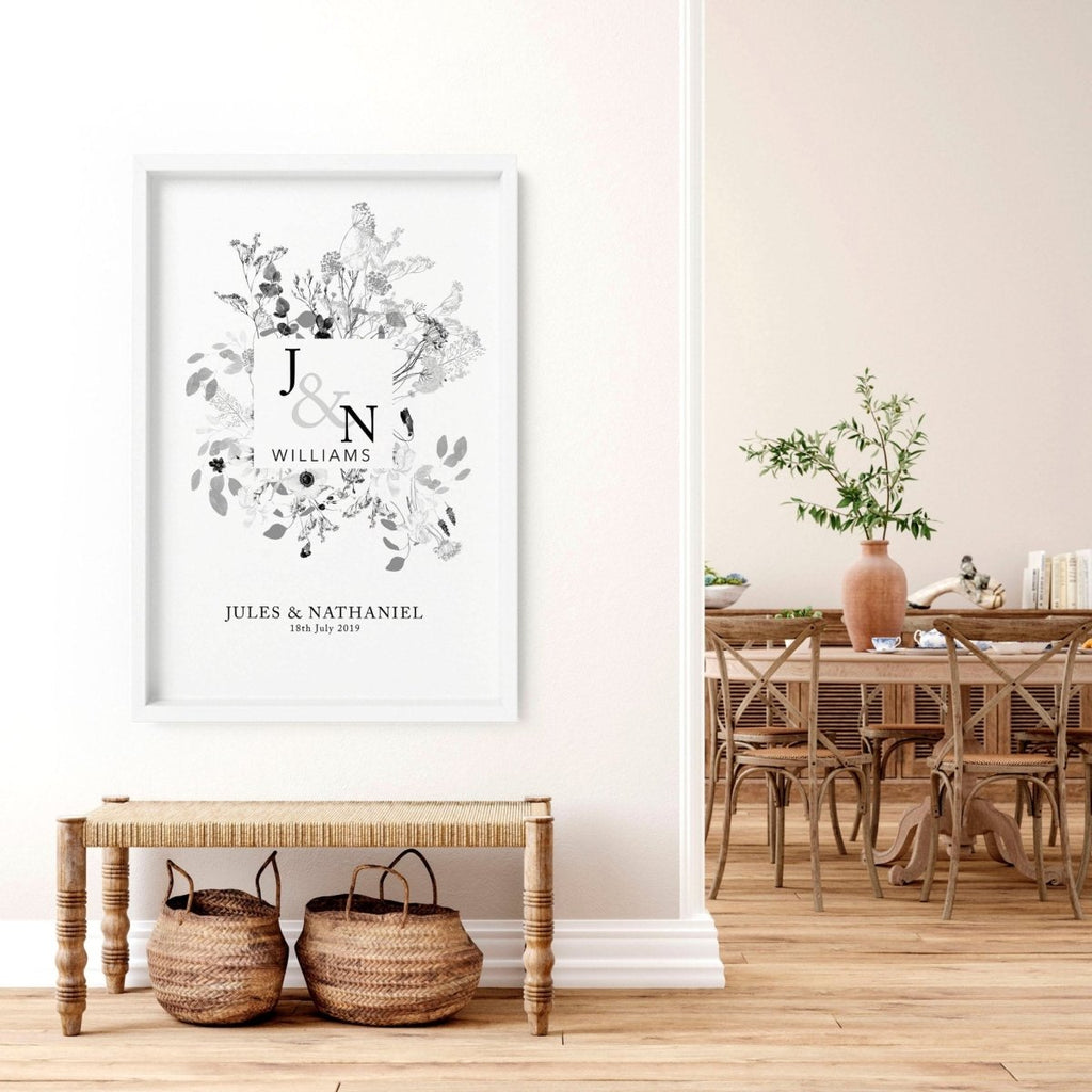 Personalised wedding anniversary gifts | wall art print - Joe’s Haven