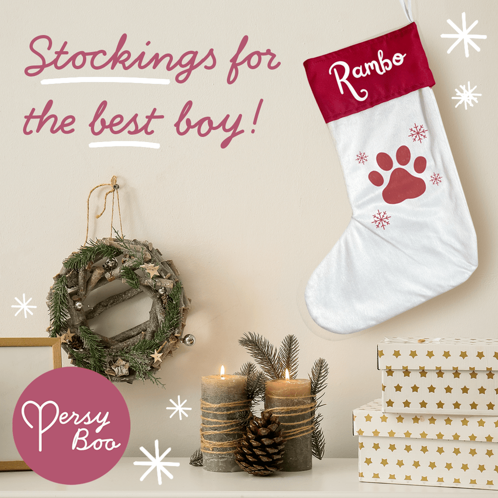 Personalised Pet Christmas Stocking with Paw Print - Joe’s Haven
