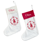 Personalised Christmas Stocking - Red Scandi Wreath - Joe’s Haven