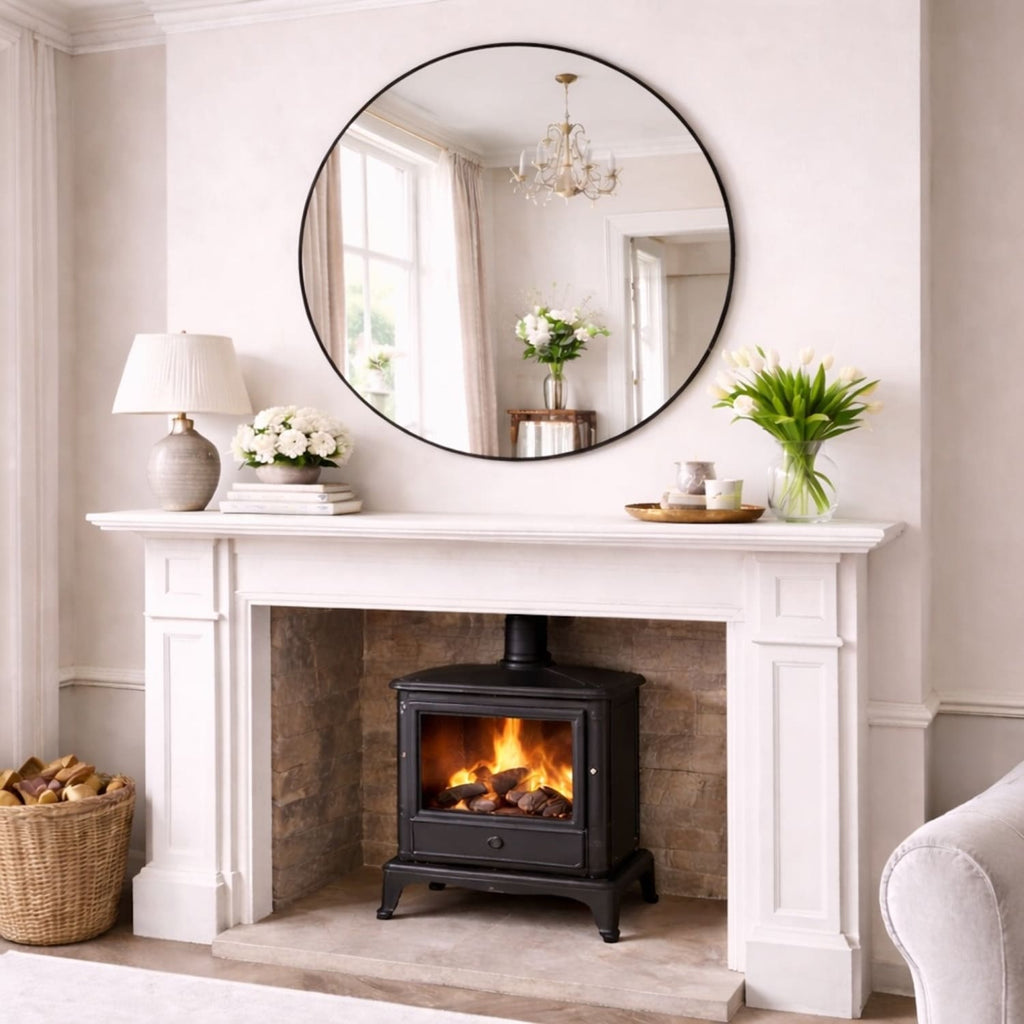 Rei - Extra Large Round Black Metal Circle Mirror - 120cm x 120cm - Joe’s Haven