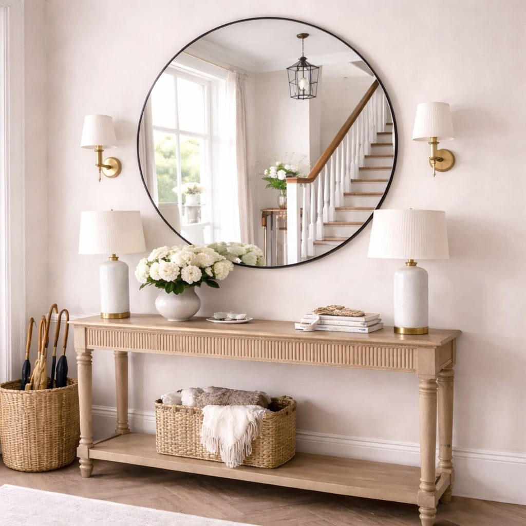 Rei - Extra Large Round Black Metal Circle Mirror - 120cm x 120cm - Joe’s Haven