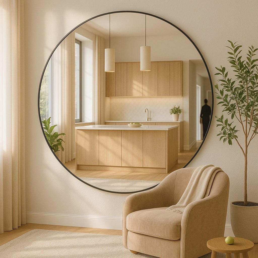Rei - Large Round Black Metal Circle Mirror - 180cm x 180cm - Joe’s Haven
