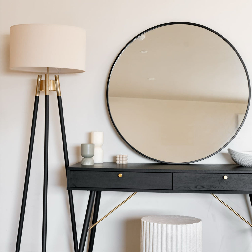 Rei - Large Round Black Metal Circle Mirror - 90cm x 90cm - Joe’s Haven