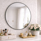 Rei - Round Black Metal Circle Mirror - 70cm x 70cm - Joe’s Haven
