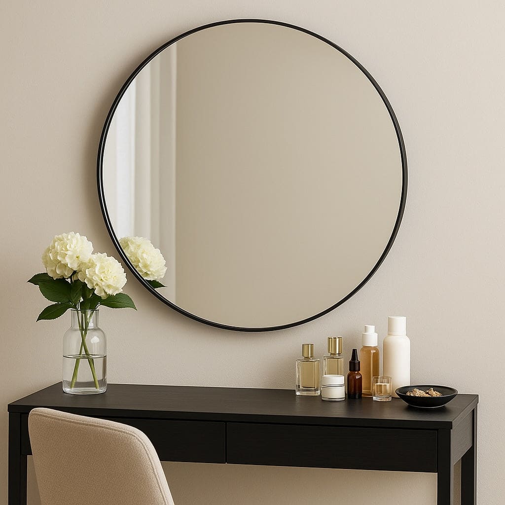 Rei - Round Black Metal Circle Mirror - 70cm x 70cm - Joe’s Haven
