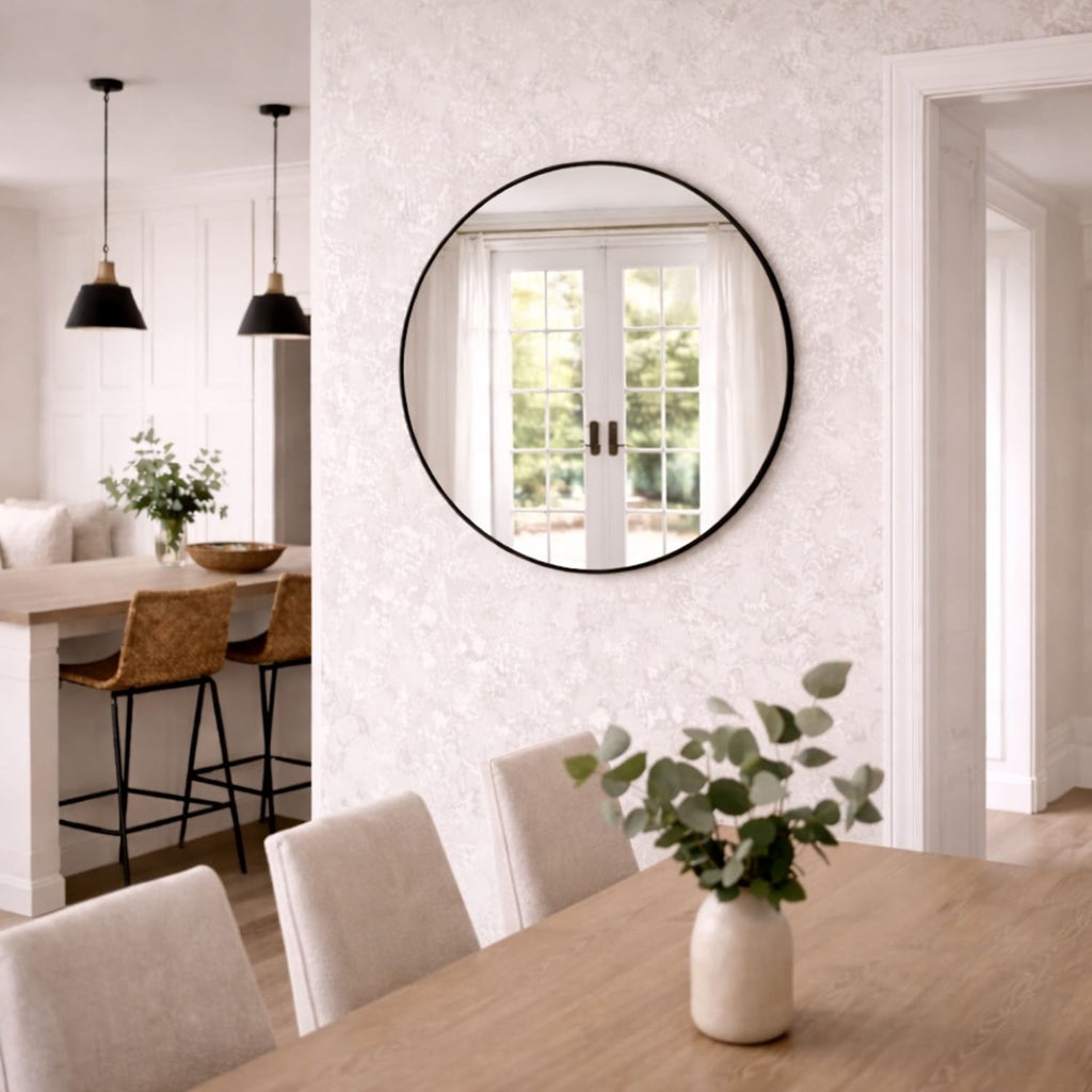 Rei - Round Black Metal Circle Mirror - 70cm x 70cm - Joe’s Haven