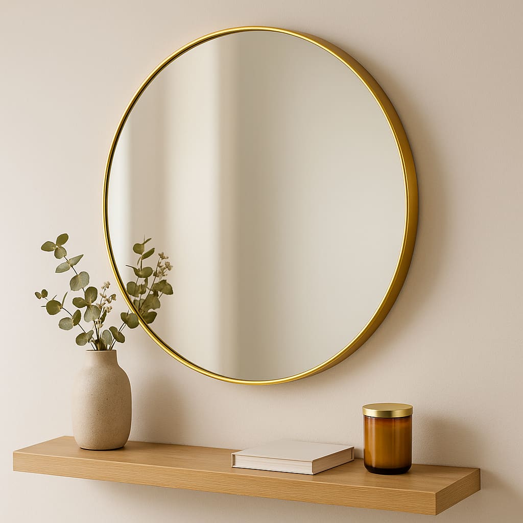 Rei - Round Gold Metal Circle Mirror - 70cm x 70cm - Joe’s Haven
