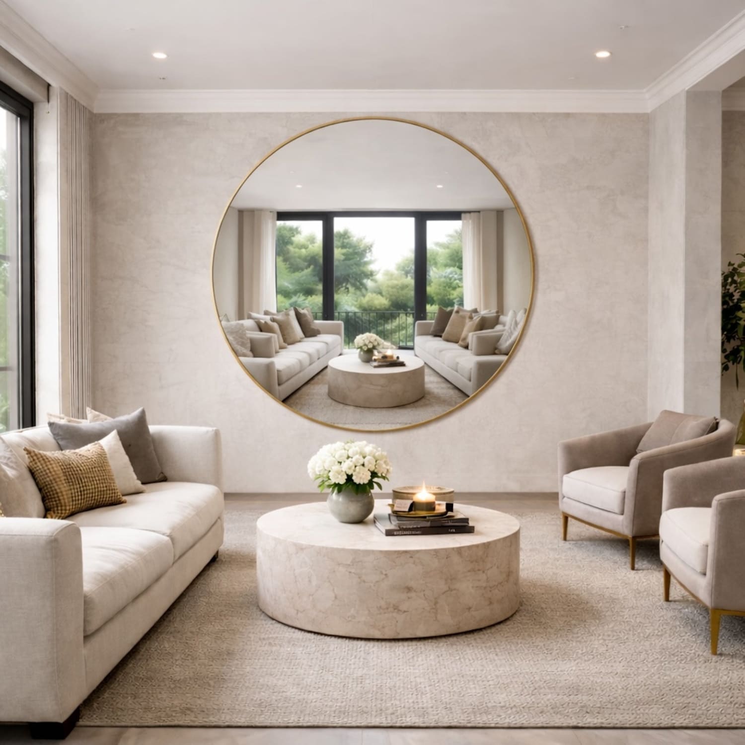 Rei - XXL Round Gold Metal Circle Mirror - 180cm x 180cm - Joe’s Haven