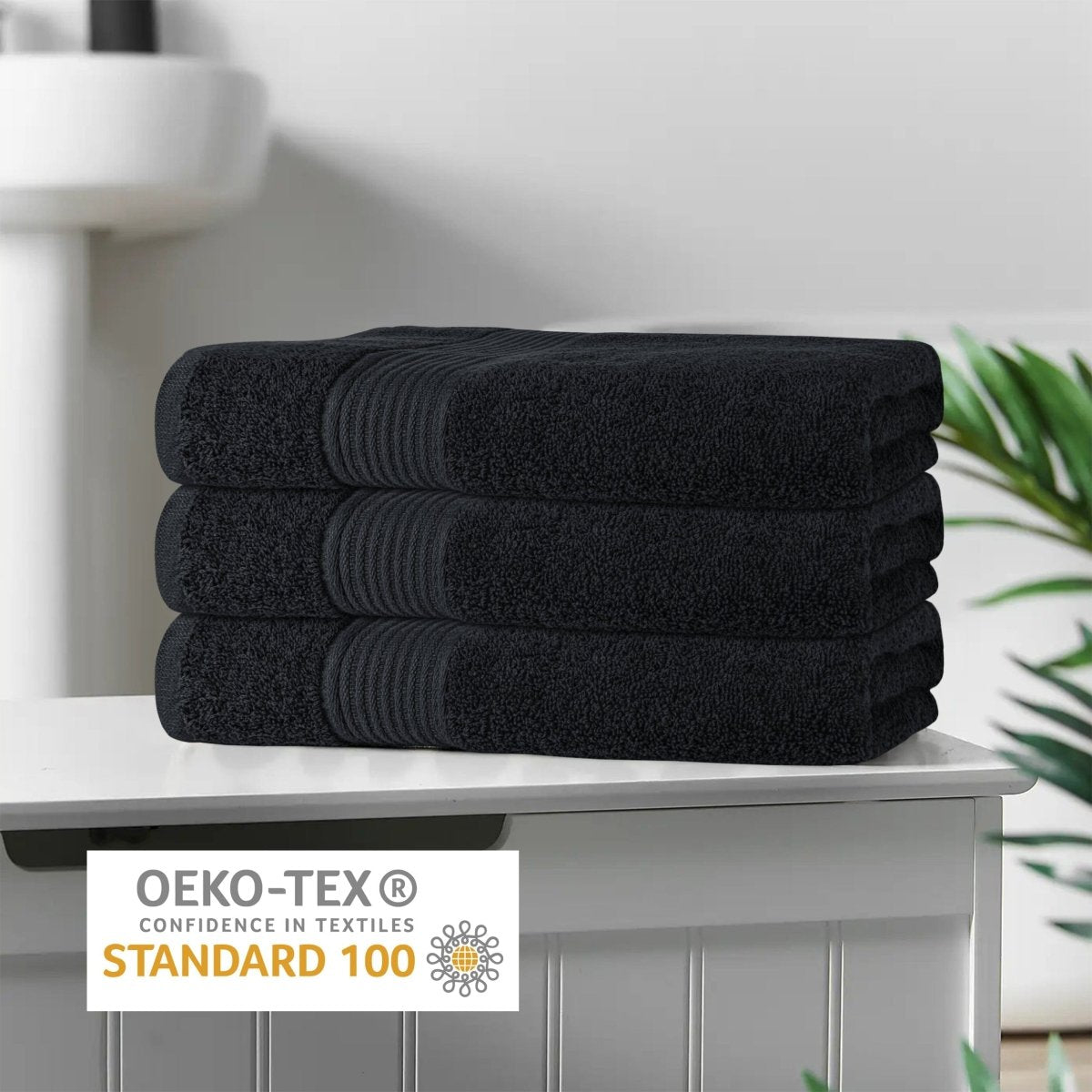 Rhodes Towel Black 100% Cotton Hand Bath Towels, Sheets & Face Cloths - Joe’s Haven