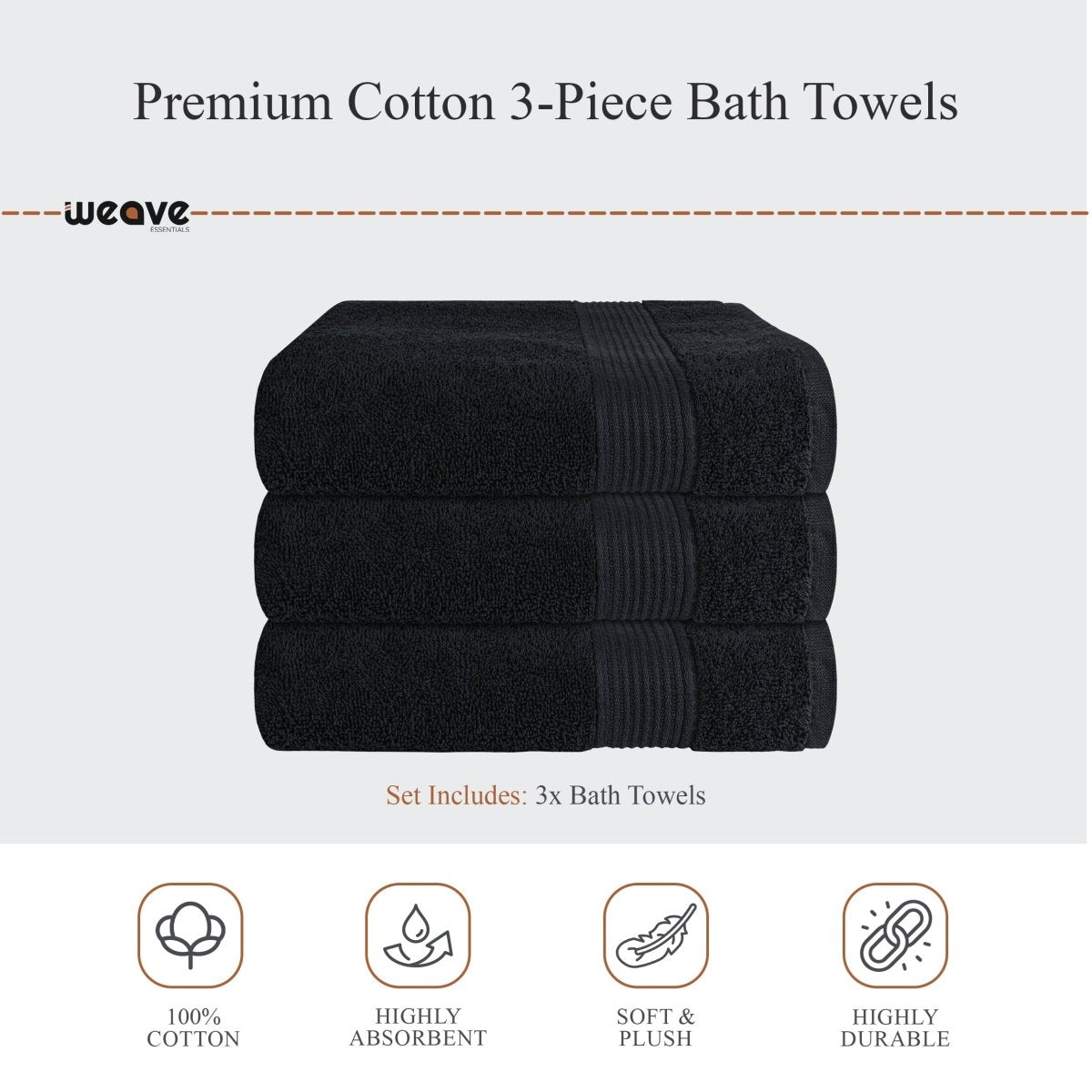 Rhodes Towel Black 100% Cotton Hand Bath Towels, Sheets & Face Cloths - Joe’s Haven