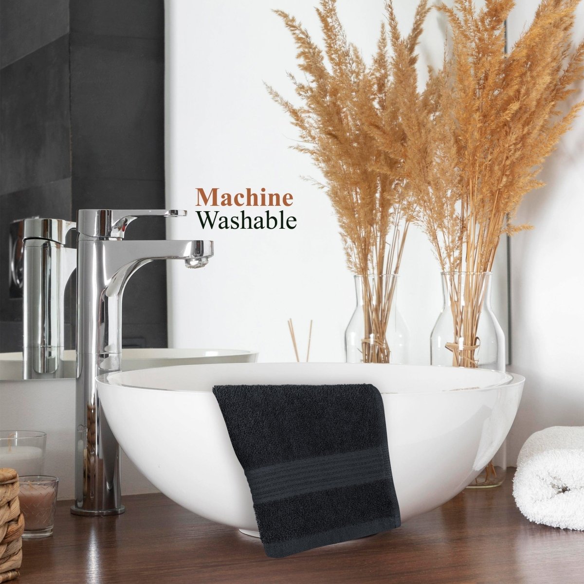 Rhodes Towel Black 100% Cotton Hand Bath Towels, Sheets & Face Cloths - Joe’s Haven